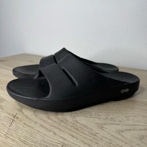 Oofos Ooaah Black Comfort Recovery Slides Sandals Mens Size 7 Womens 9 EU 40